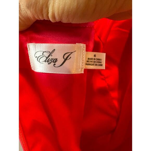 Eliza j floral poppy pink chiffon gown dress 6 flawed - Picture 13 of 13